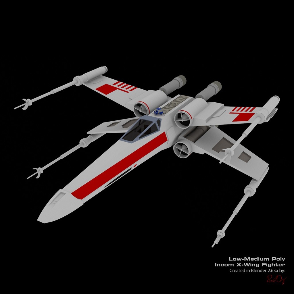 X-Wing Fighter Low Poly 3D Model Untextured preview image 1